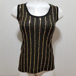 JMB Signature top Medium sequined bling embellished ribbed knit tank VINTAGE?
